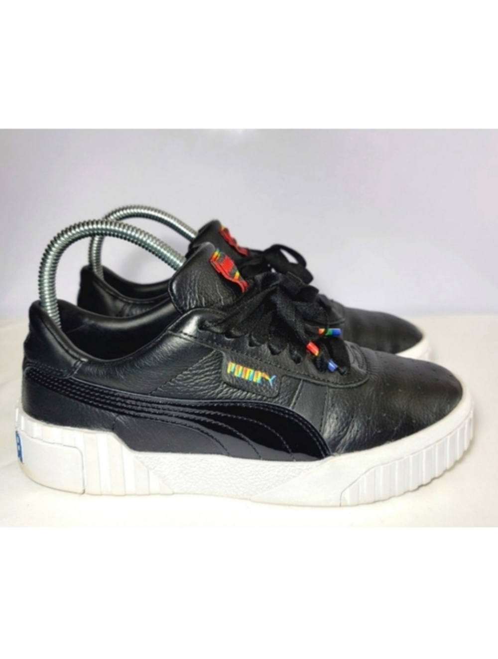 Puma Womens size 8 Cali Black Rainbow sneakers.